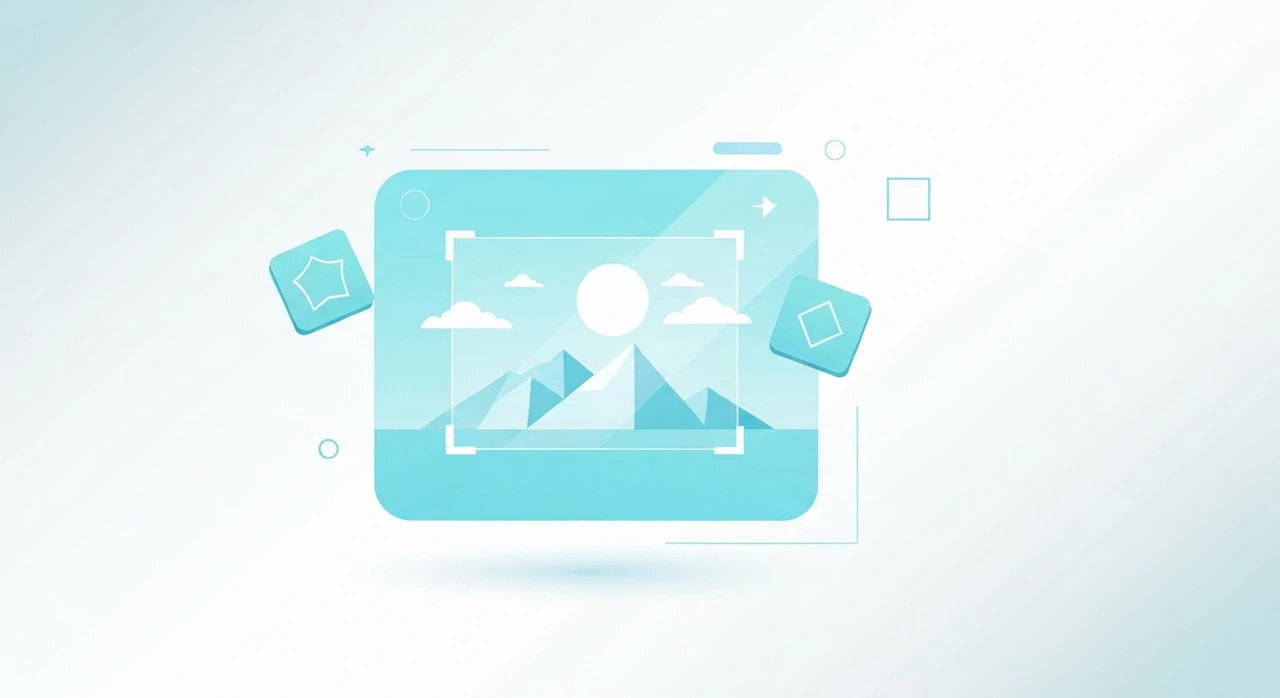 An image being cropped with a rectangular selection overlay showing dimensions and aspect-ratio options