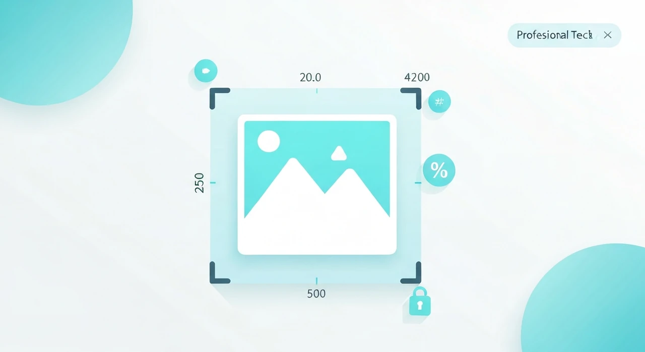 A large photo being scaled down to a smaller size, with width and height dials showing the target dimensions